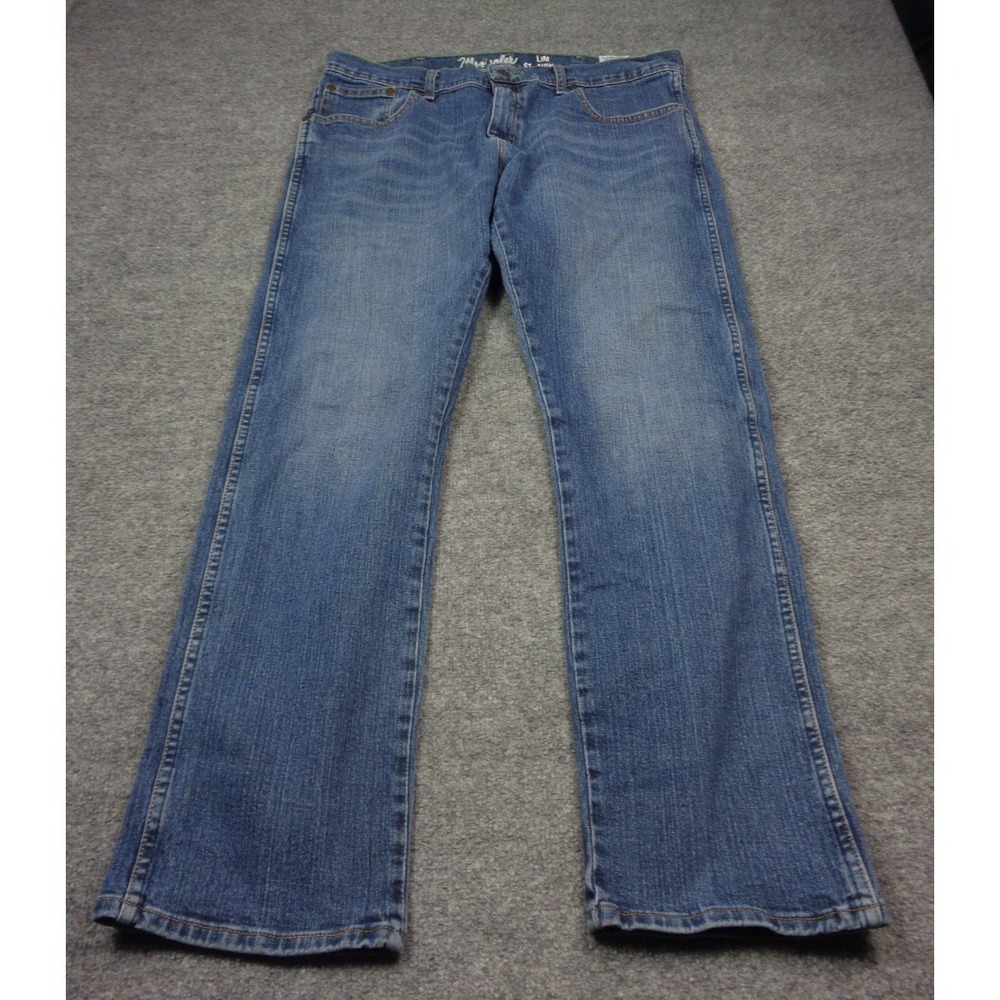 Wrangler Retro Slim Straight Jeans Mens 34x32 Blue Denim Western Cowboy